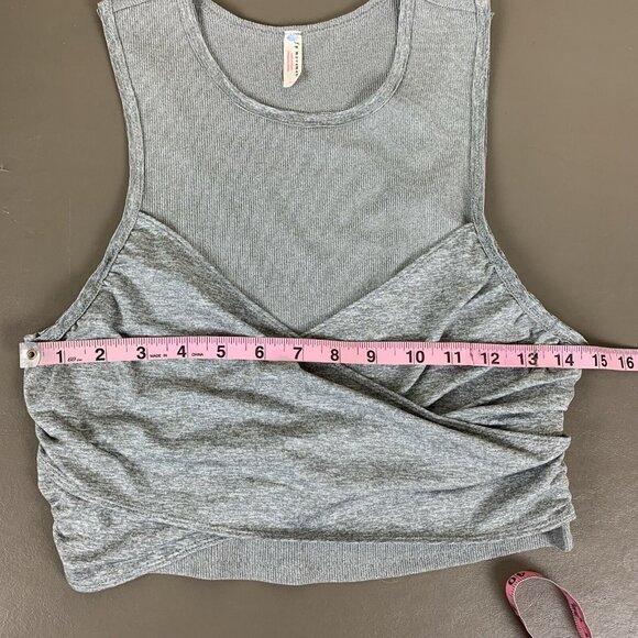 Free People Movement Womens M Cropped Tank Top Gray Cross Front Bralette Bra - Picture 14 of 16